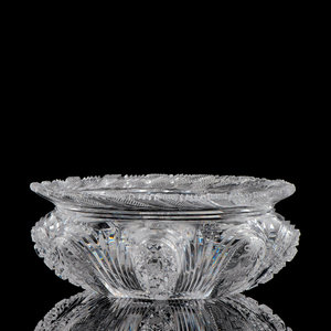 Appraisal: An Intaglio-Decorated Cut Glass Cuspidor Possibly Bohemian Height x length