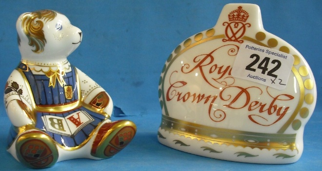 Appraisal: Royal Crown Derby Paperweights Crown Namestand Guild Piece and School