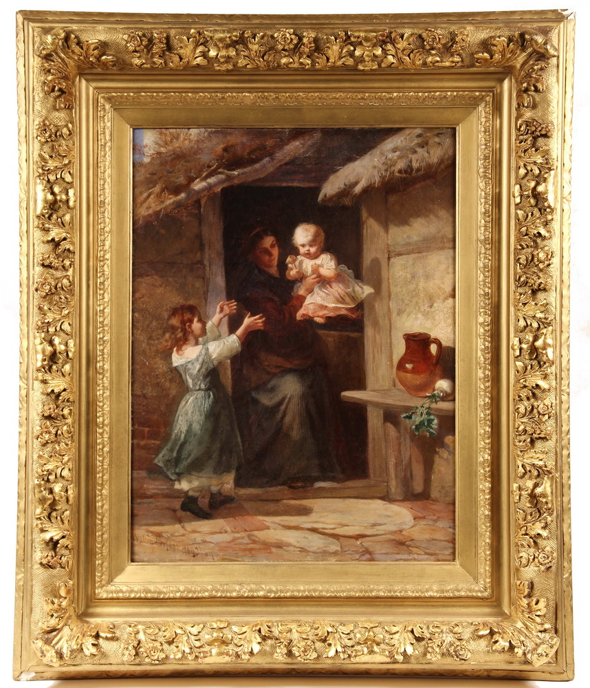 Appraisal: OIL ON CANVAS - Young Mother with Two Daughters at