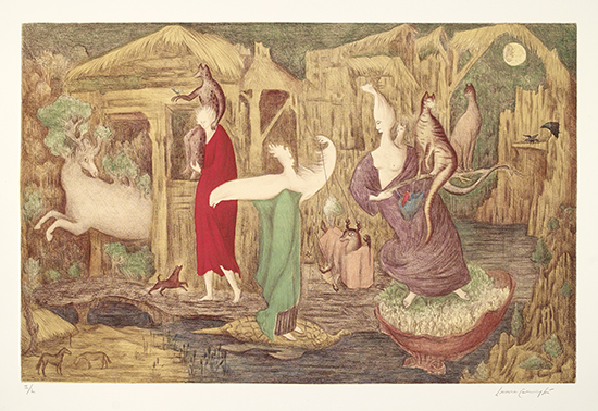 Appraisal: LEONORA CARRINGTON Two color lithographs Crookery Hall x mm x