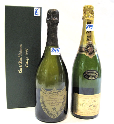 Appraisal: TWO BOTTLES OF VINTAGE FRENCH CHAMPAGNE Dom Perignon and Pol