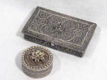 Appraisal: A mixed lot comprising a filigree box circa measuring cm