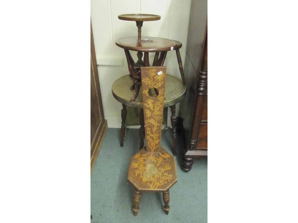 Appraisal: Eastern brass top table wine table occasional table milking stool