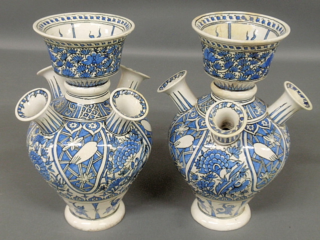 Appraisal: - Pair of Continental porcelain crocus bottles probably early th