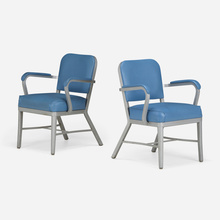 Appraisal: Cole Steel Inc TANKER ARMCHAIRS PAIR USA c enameled steel