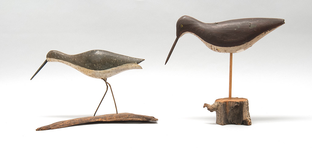 Appraisal: TWO SHOREBIRD CARVINGS by Alfred Gardener by Accord Massachusetts