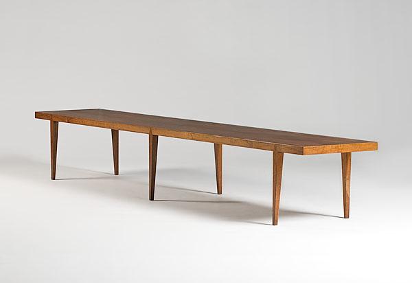 Appraisal: POST MODERNIST COFFEE TABLE ca s walnut with six tapering