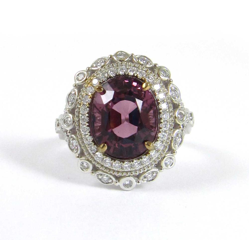 Appraisal: PINK SPINEL DIAMOND AND FOURTEEN KARAT GOLD RING The k