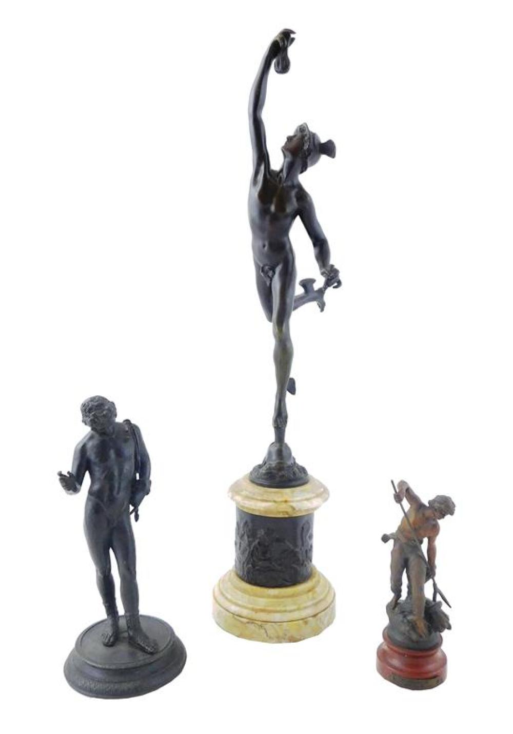 Appraisal: Three bronze sculptures including Two Grand Tour bronzes late th