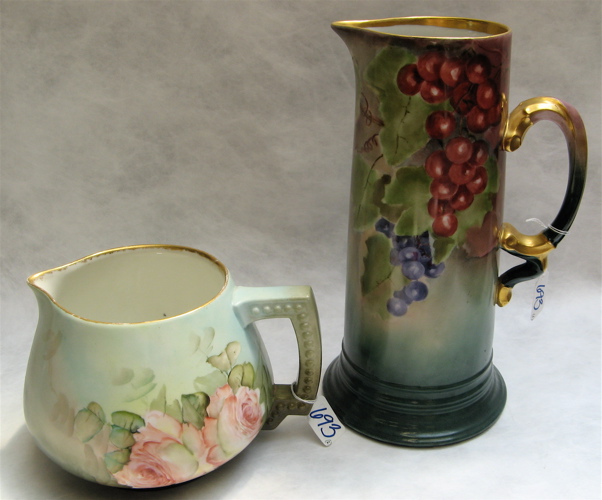 Appraisal: TWO J PUILLOT FRENCH PORCELAIN PITCHERS hand painted early th