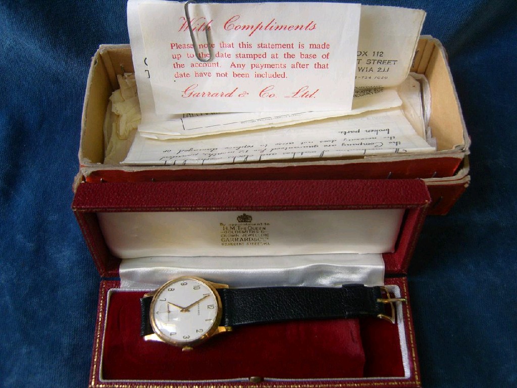 Appraisal: A ct gold gentlemans wrist watch with enamel dial and