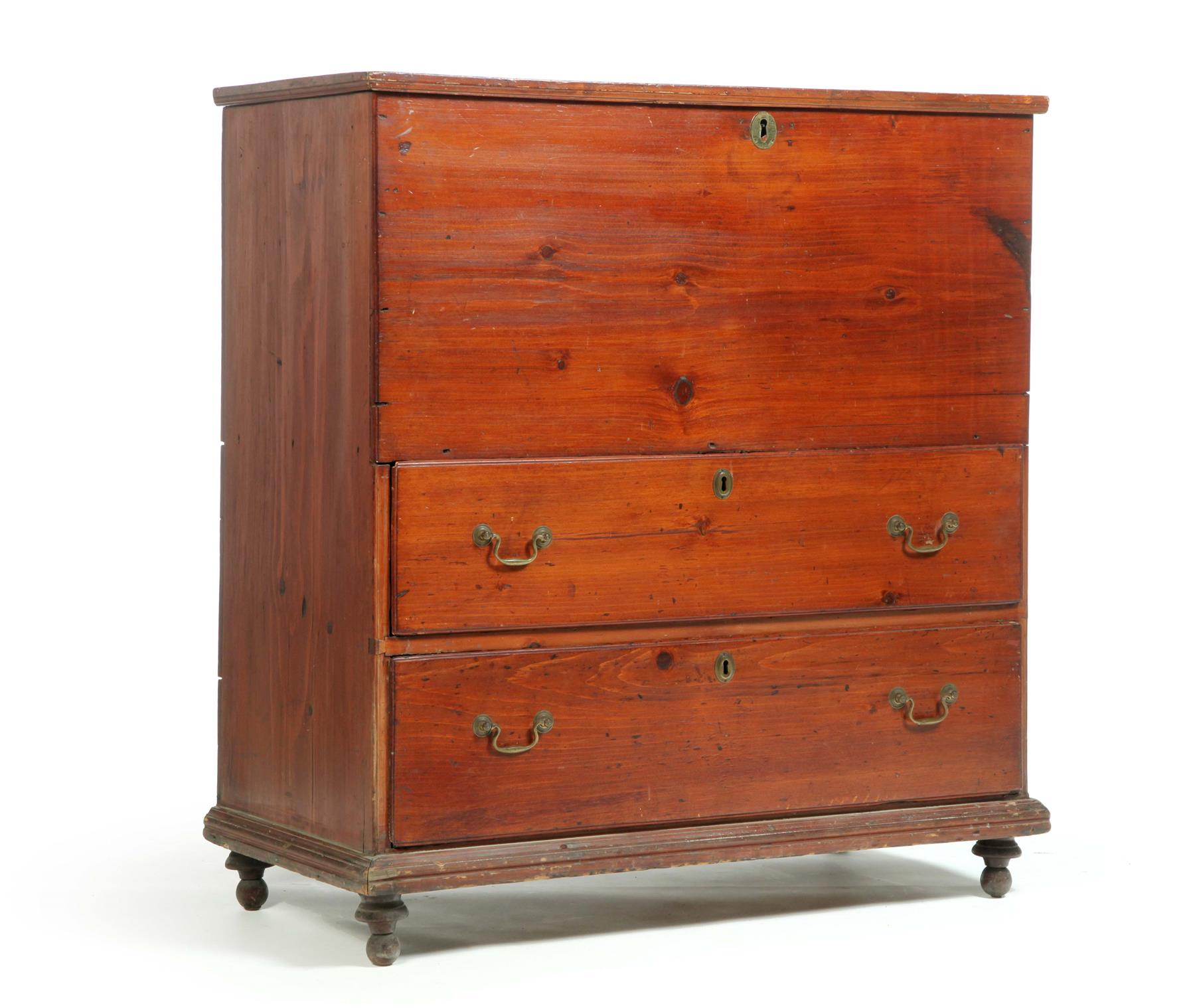 Appraisal: EARLY COUNTRY MULE CHEST American ca pine Remnants of old