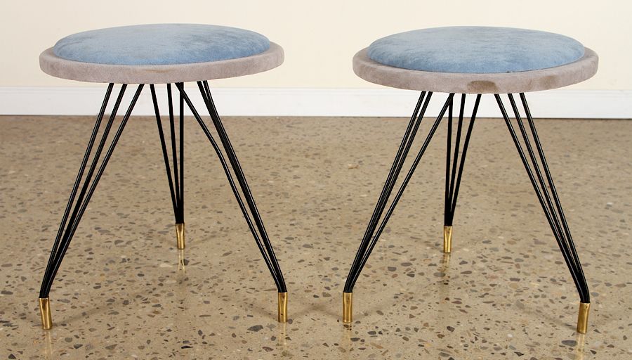 Appraisal: PAIR ITALIAN MID CENTURY MODERN STOOLS C A pair of