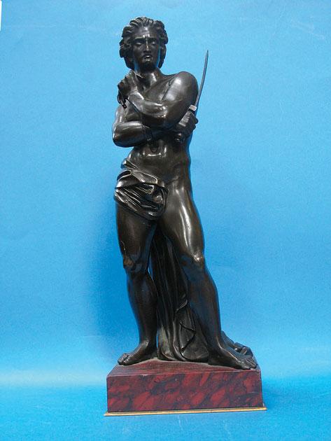 Appraisal: AFTER THE ANTIQUE A CAST BRONZE SCULPTURE OF A NAKED