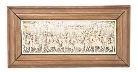 Appraisal: A European Carved Ivory Plaque the rectangular panel depicting a