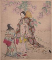 Appraisal: Elyse Ashe Lord British - Hand-colored dry point etching shows