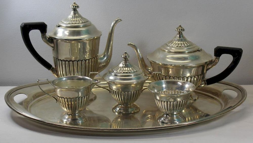 Appraisal: STERLING Pc Ellmore Silver Co Tea Service Includes a piece