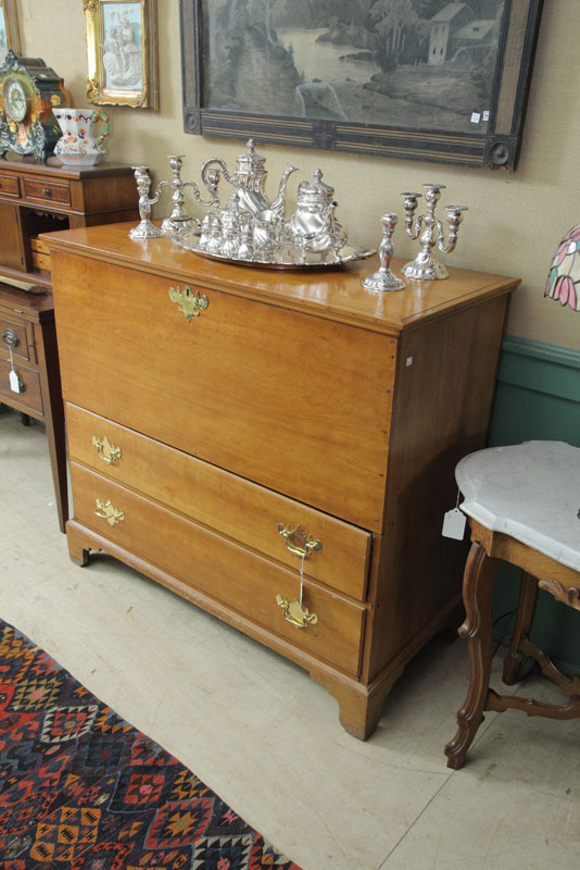 Appraisal: MULE CHEST Cherry with brass batwing pulls on a bracket