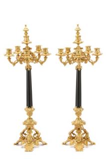 Appraisal: Pair French Empire Style Gilt Bronze Candelabras French early to