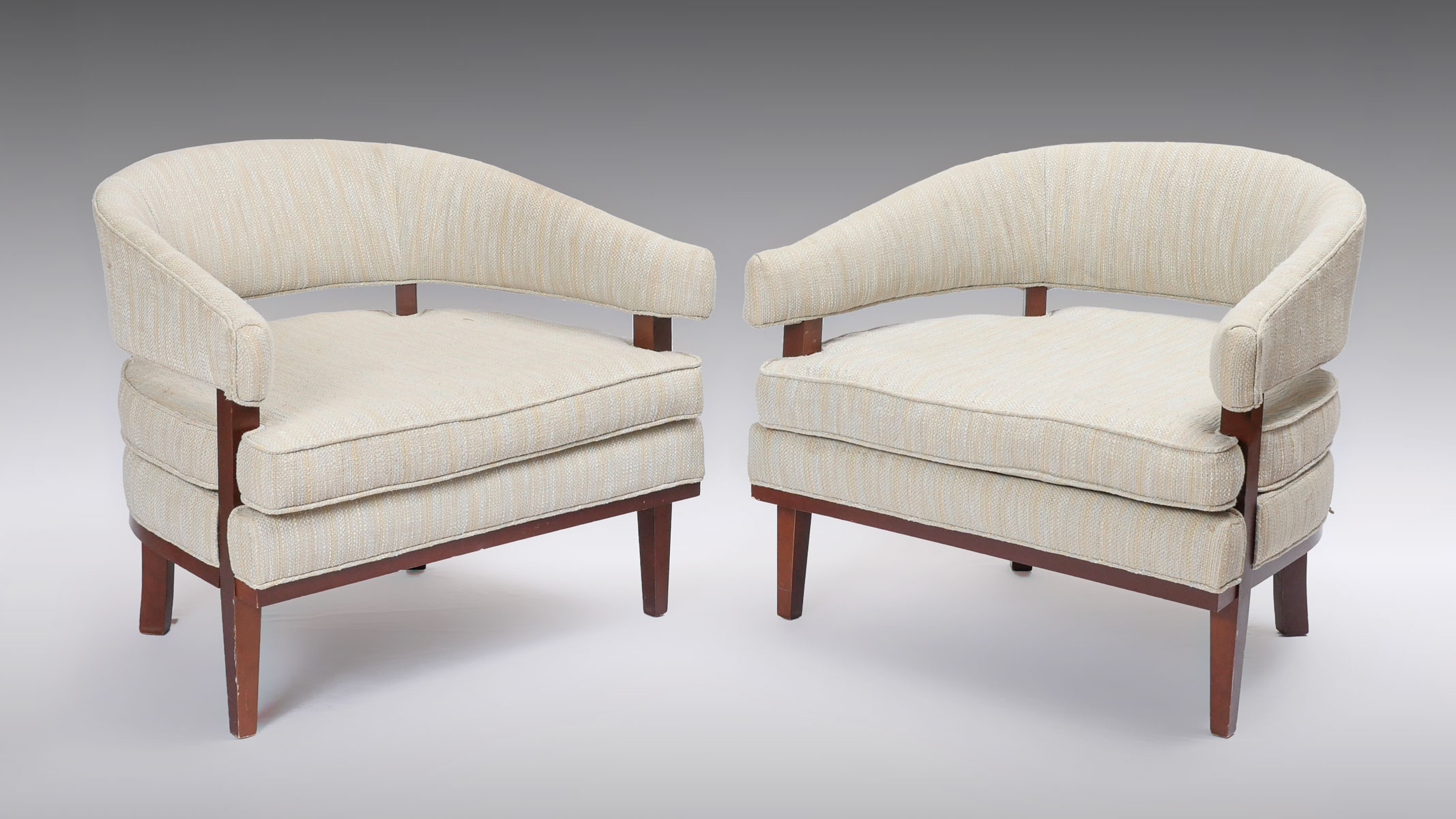 Appraisal: PR JONATHAN ADLER CHAIRS Mid-Century Jonathan Adler continual armchairs having