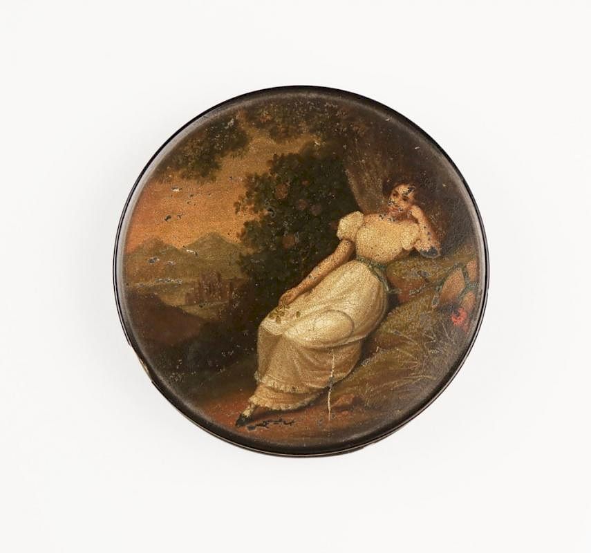 Appraisal: A German Hand Painted Papier Mache Snuff Box-Stobwasser Factory Braunschweig