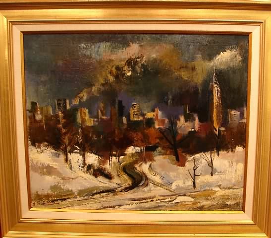 Appraisal: Central Park oil on canvas relined x minor retouch SLR