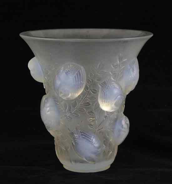 Appraisal: A Lalique 'St Francois' pattern opalescent glass vase Marcilhac No