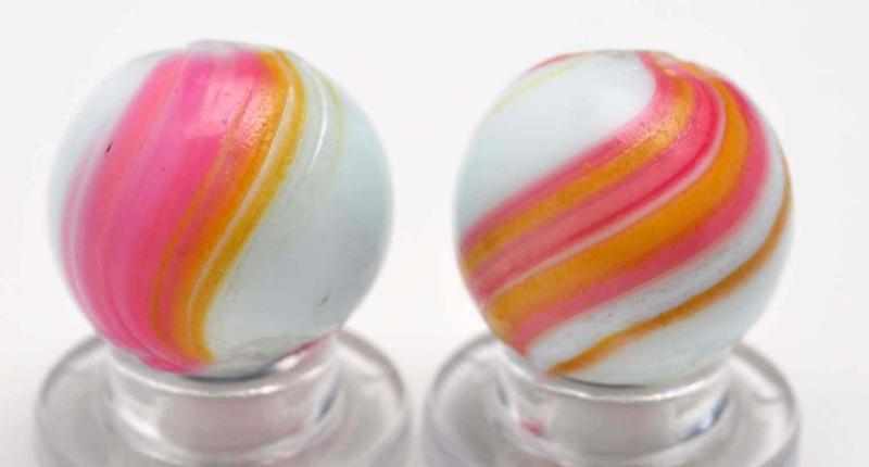 Appraisal: Lot of Banded Opaque Marbles Description Includes one marble with