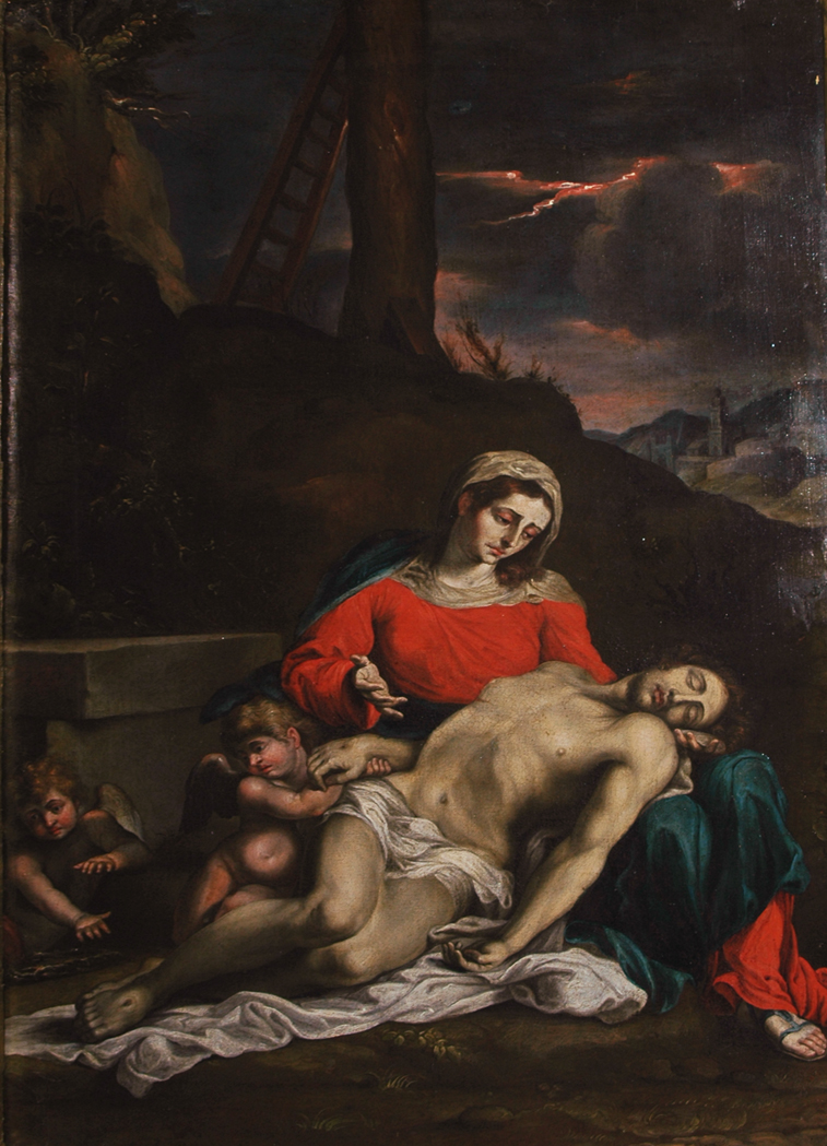 Appraisal: Follower of Annibale Carracci The Pieta Oil on canvas x