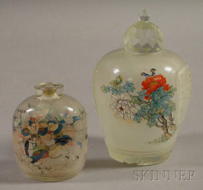 Appraisal: Interior Painted Glass Jar and Snuff Bottle China first half