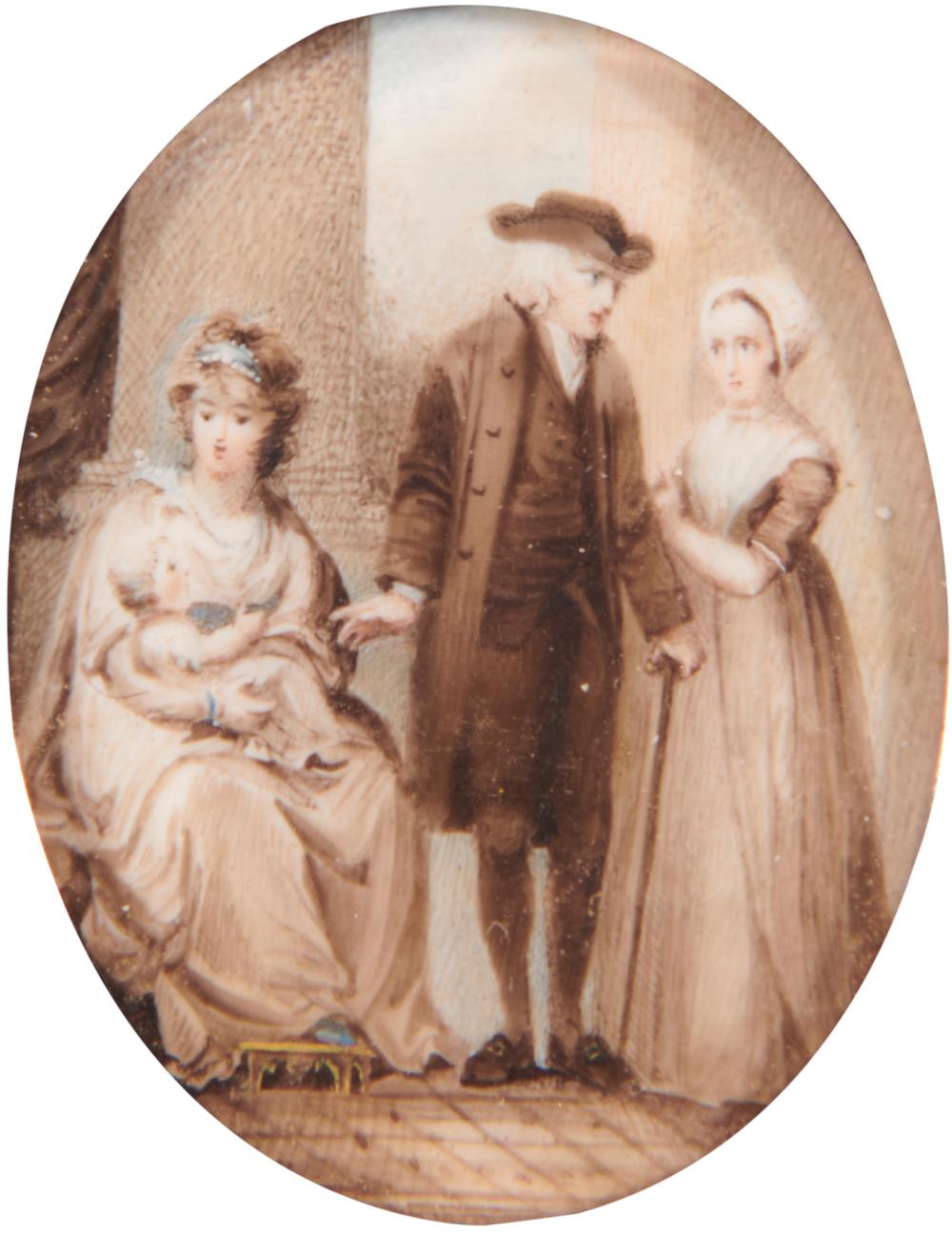 Appraisal: Derby Family Memorial Portrait Miniature Boston housed in an enamel