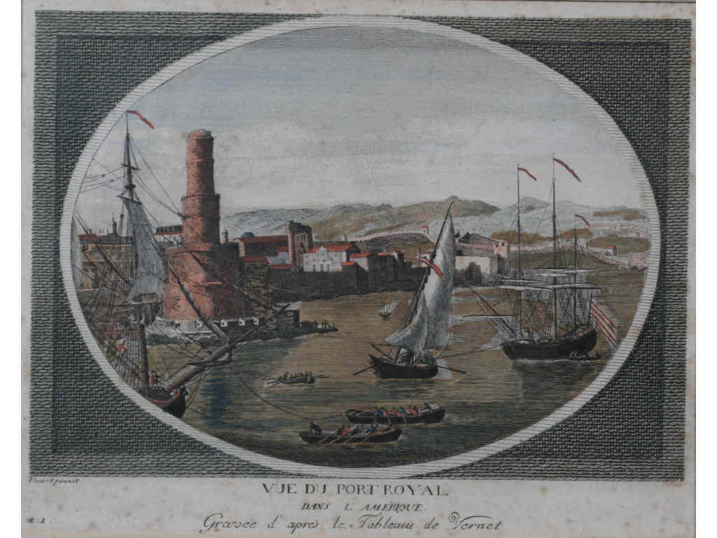 Appraisal: Joseph Vernet Vue du Port Royal Engraving hand colored engraving