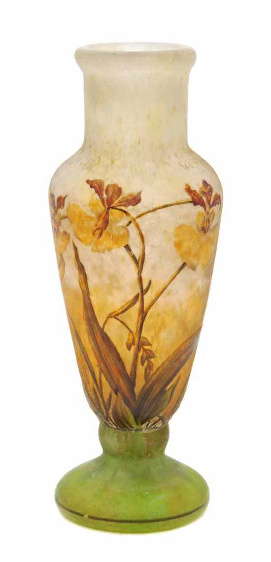 Appraisal: A Daum Enameled Cameo Glass Vase of baluster form decorated