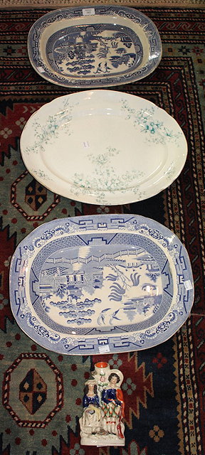 Appraisal: TWO BLUE PRINTED WILLOW PATTERN OVAL ASHETTES and a small