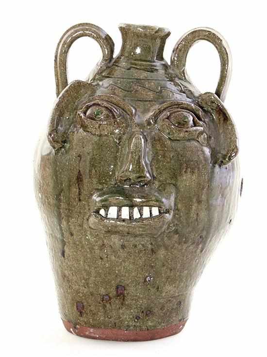 Appraisal: B B Craig stoneware face jug North Carolina alkaline glaze