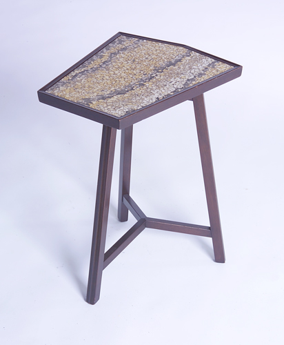 Appraisal: EDWARD WORMLEY DUNBAR Side table with trapezoidal glass mosaic top