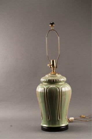 Appraisal: Green Glazed Ceramic Lamp Base ''H