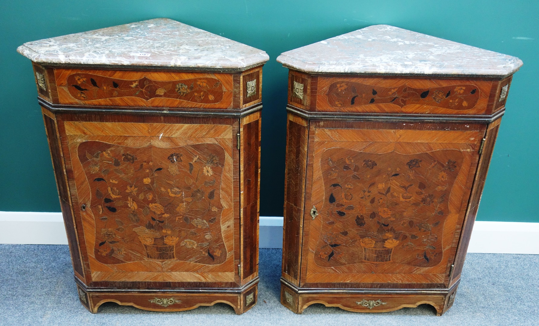 Appraisal: A pair of th century style French marquetry inlaid gilt