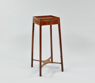 Appraisal: An Inlaid Wood Candle or Urn Stand Fashioned from a