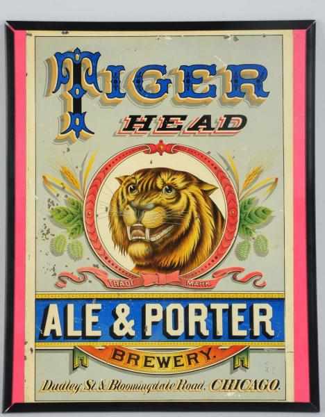 Appraisal: Tiger Head Ale Porter Painted Tin Lithograph Pre-prohibition Bright beautiful