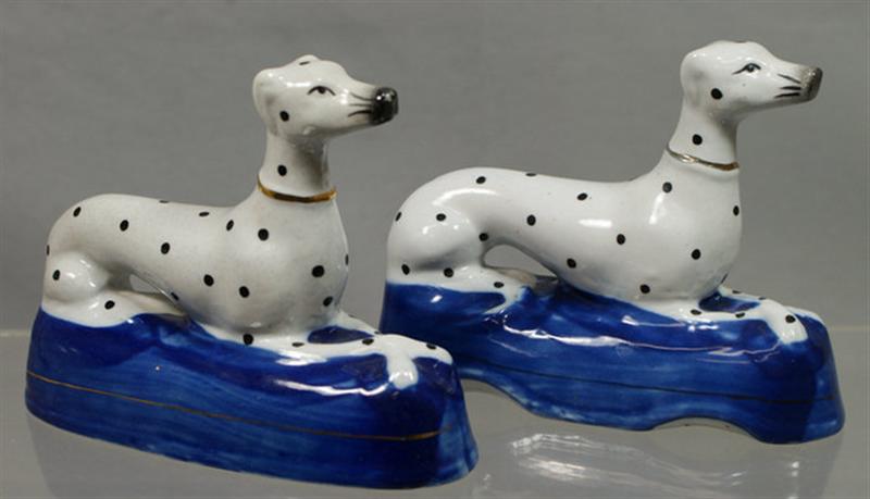 Appraisal: Pr Staffordshire reclining dalmatians l h Estimate -