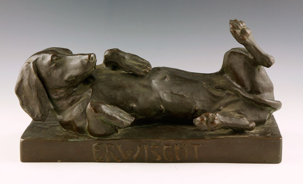 Appraisal: - Doussin-Ott Dachshund Bronze Jenni Doussin-Ott sculpture of a dachshund