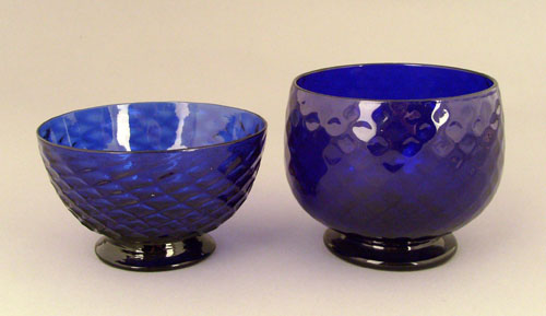 Appraisal: Two cobalt glass bowls ca h dia Provenance The Estate