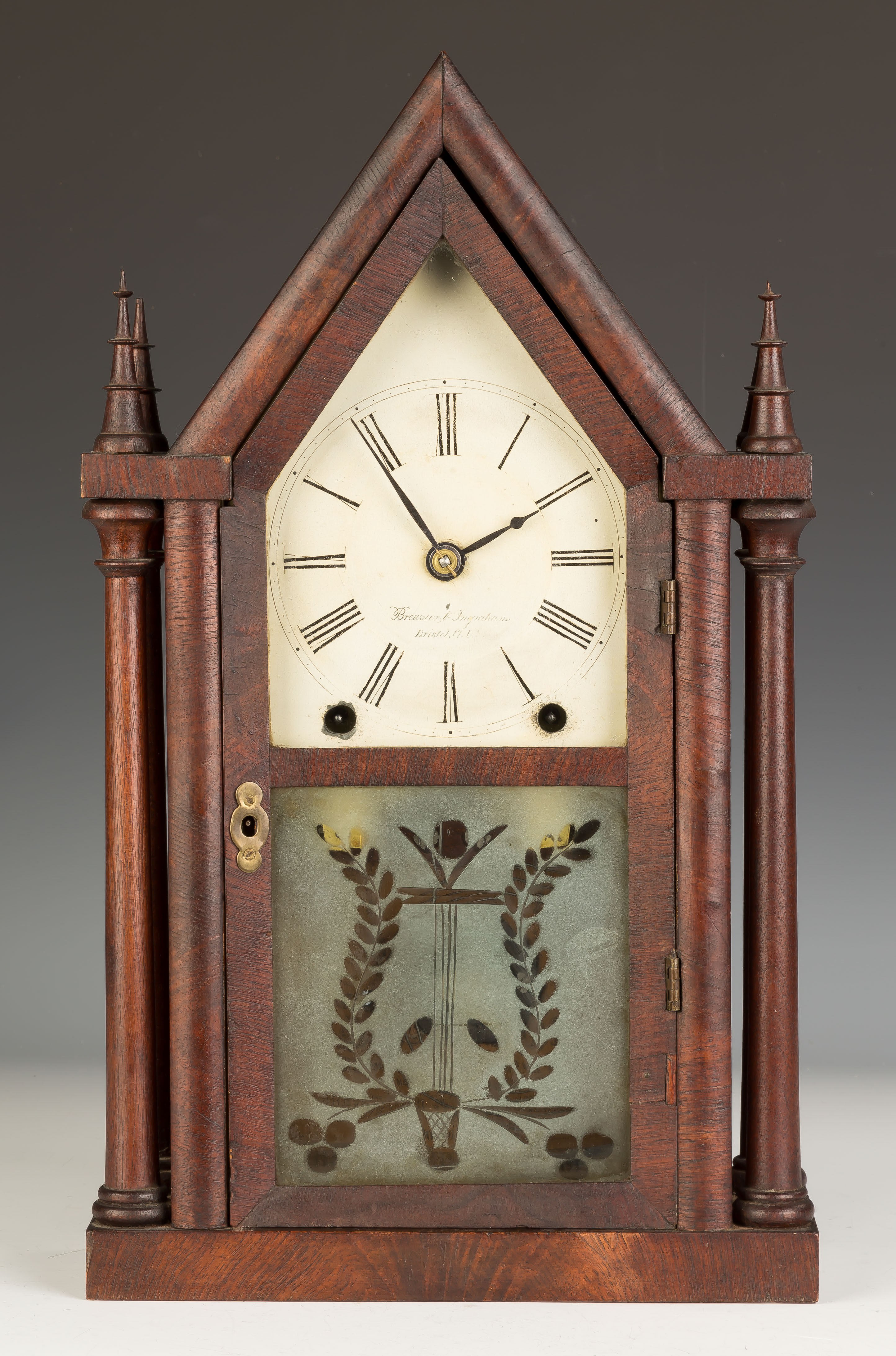 Appraisal: Brewster Ingraham Four Steeple Shelf Clock Bristol CT Mahogany case