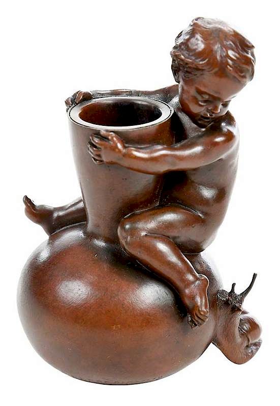 Appraisal: Ernest Louis Barrias French - Match Safe Putti with Snail