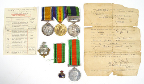 Appraisal: World War I military medal group comprising - War medal