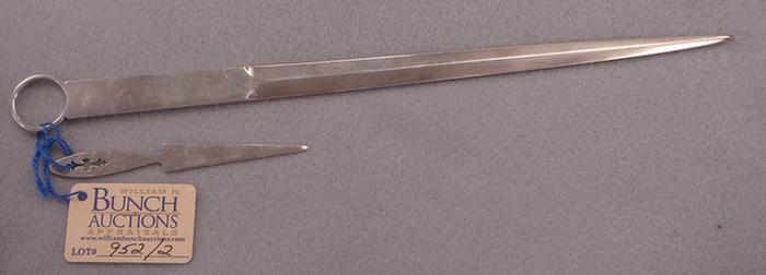 Appraisal: Silver plate letter opener G Gorevic Made in England long