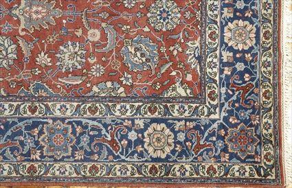 Appraisal: Tabriz Rose-Ground Carpet with Floral Trelliswork ft in x ft