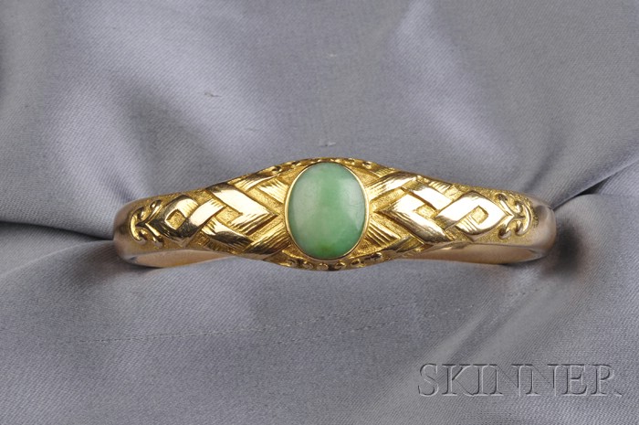 Appraisal: Art Nouveau kt Gold and Jade Bracelet designed as a