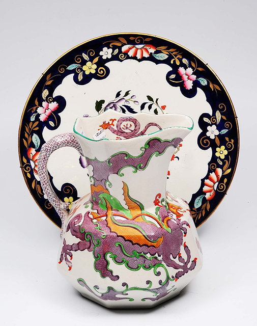 Appraisal: A Mason's ironstone jugwith Chinese dragon design cm and an